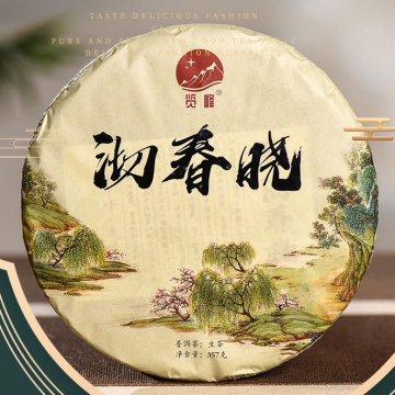 2021年览峰茶叶 沏春晓生茶 勐海大树乔木茶357克饼茶