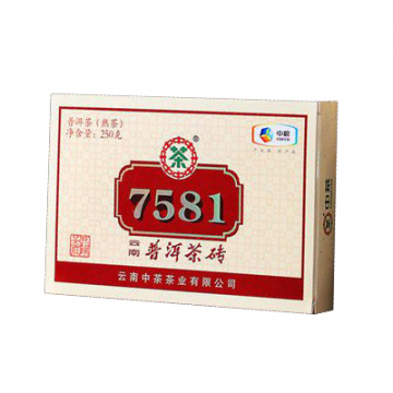  2020年中茶 经典7581 普洱标杆 茶砖 普洱熟砖茶 250克